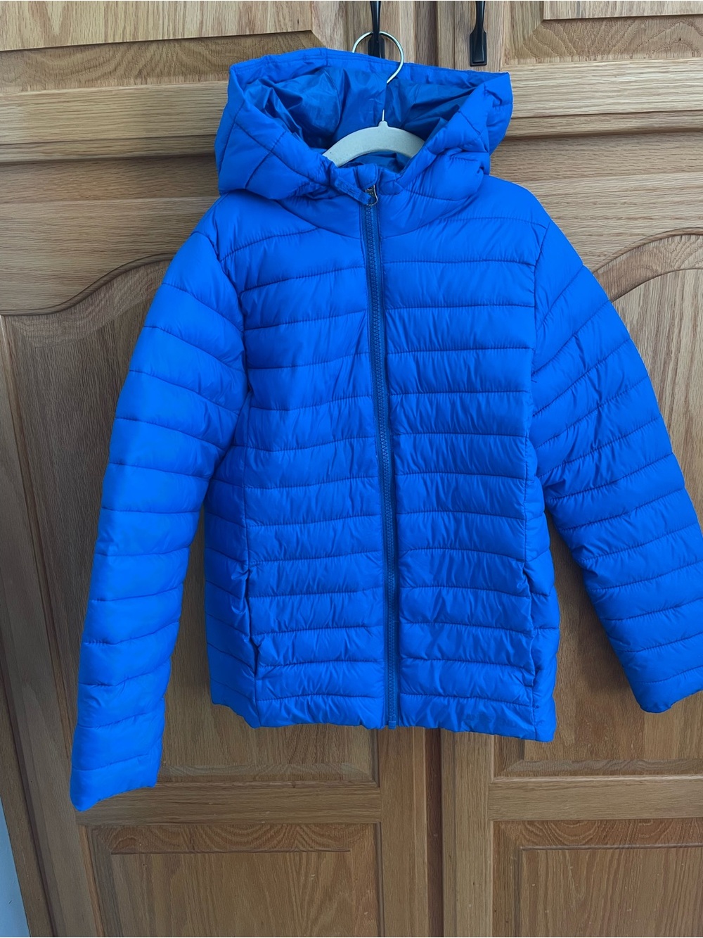 Lands' End Bright Blue Quilted Kids Puffer with Hood